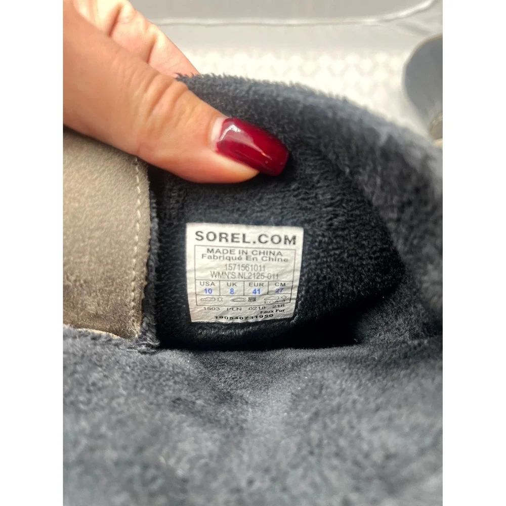 Sorel Winter Fancy Lace NL2125-011 Duck Women 10 Black Gray Insulated Snow Boots